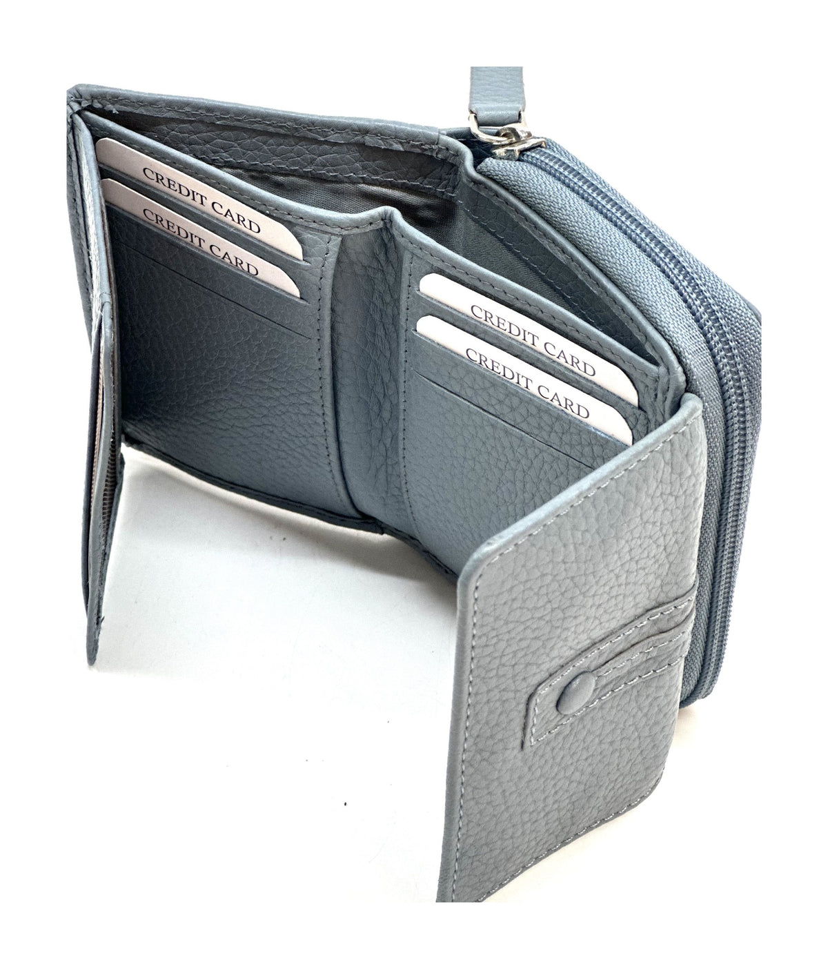 HE217 Slate Blue Flap Front Zip Wallet
