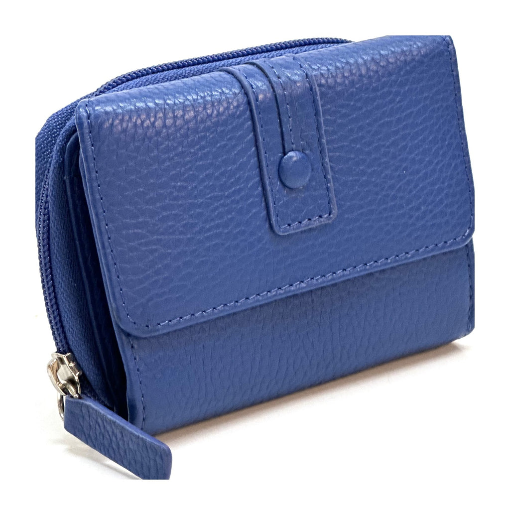 HE218 Royal Blue Flap Front Zip Wallet