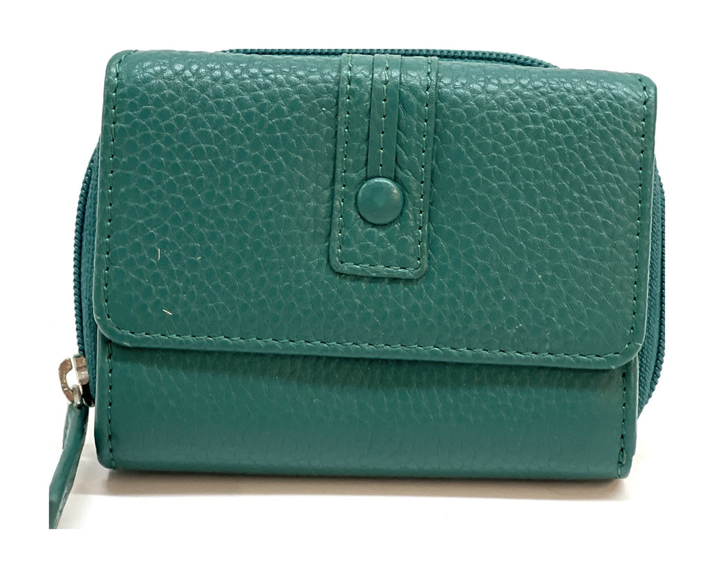 HE219 Peacock Green Flap Front Zip Wallet