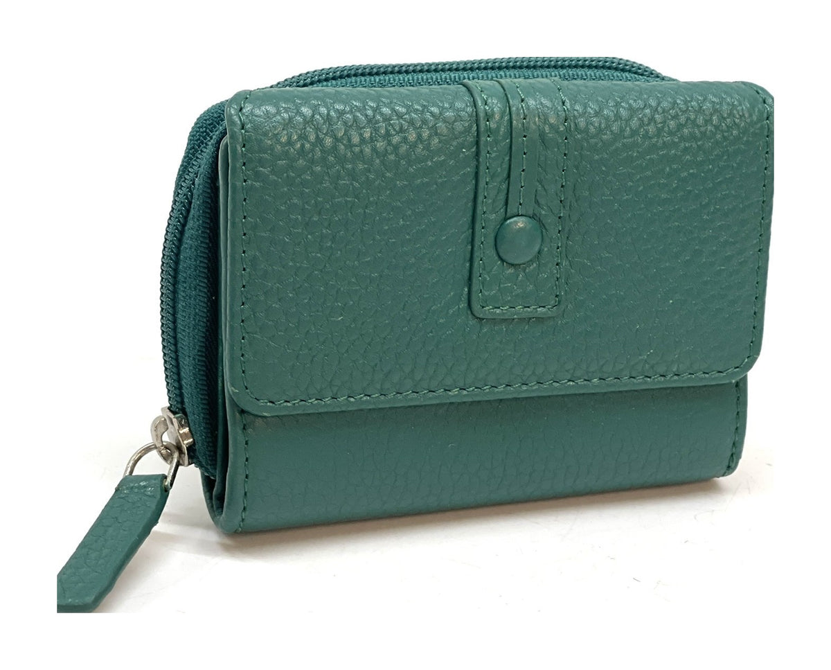 HE219 Peacock Green Flap Front Zip Wallet