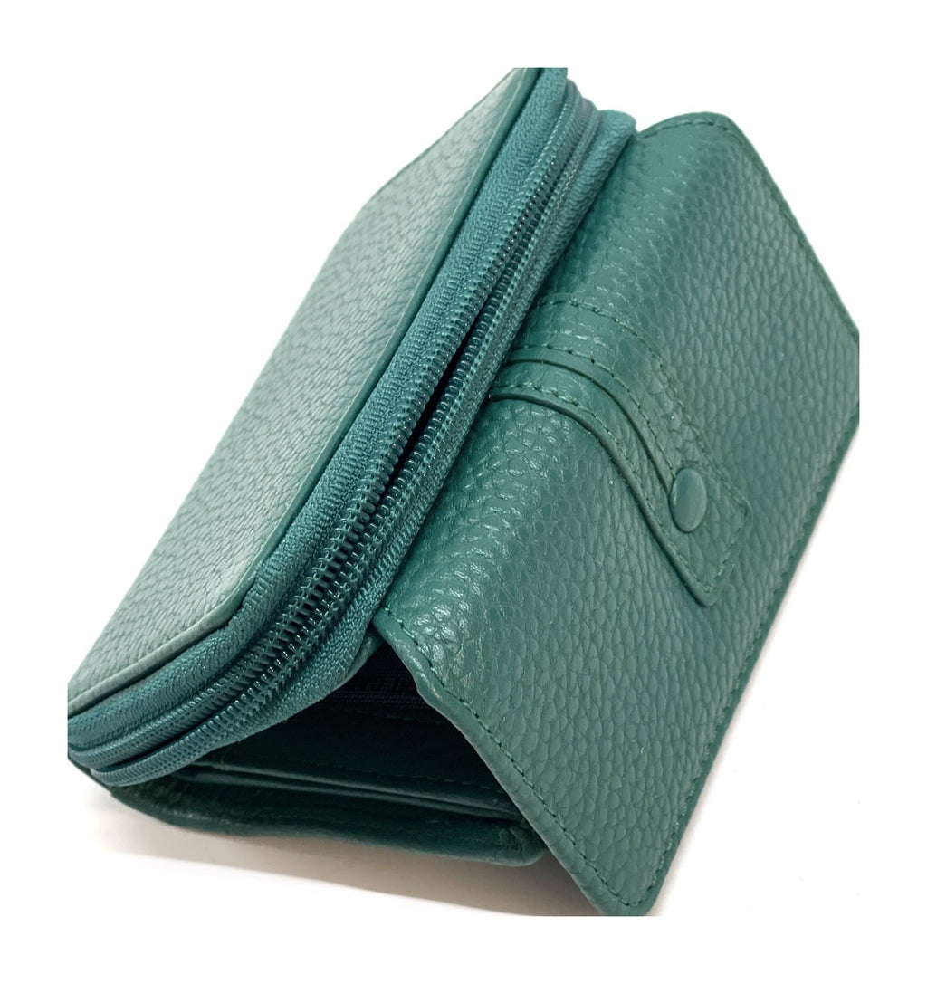HE219 Peacock Green Flap Front Zip Wallet