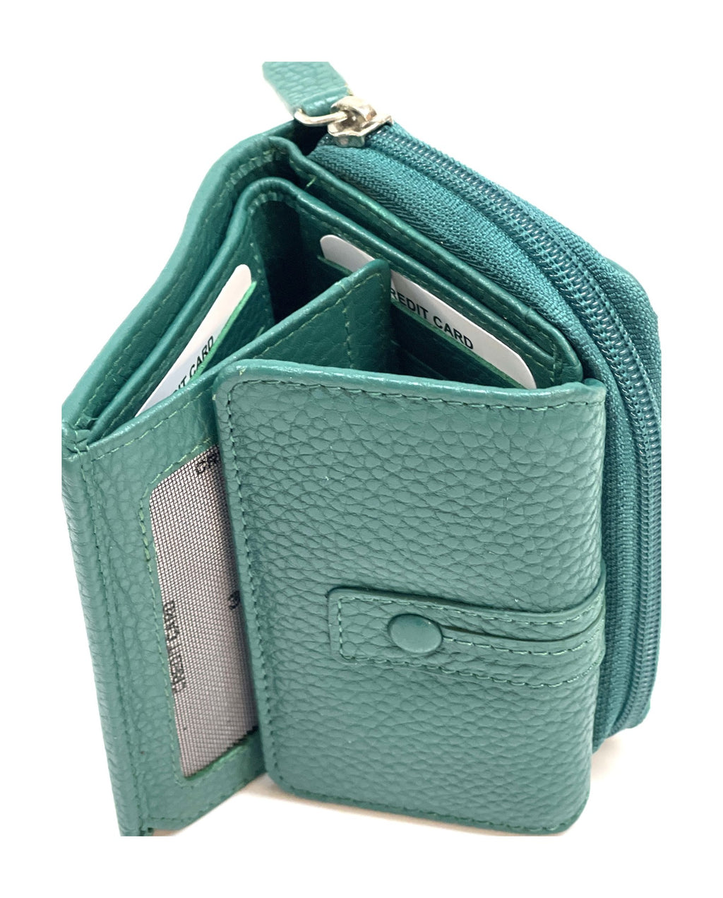 HE219 Peacock Green Flap Front Zip Wallet