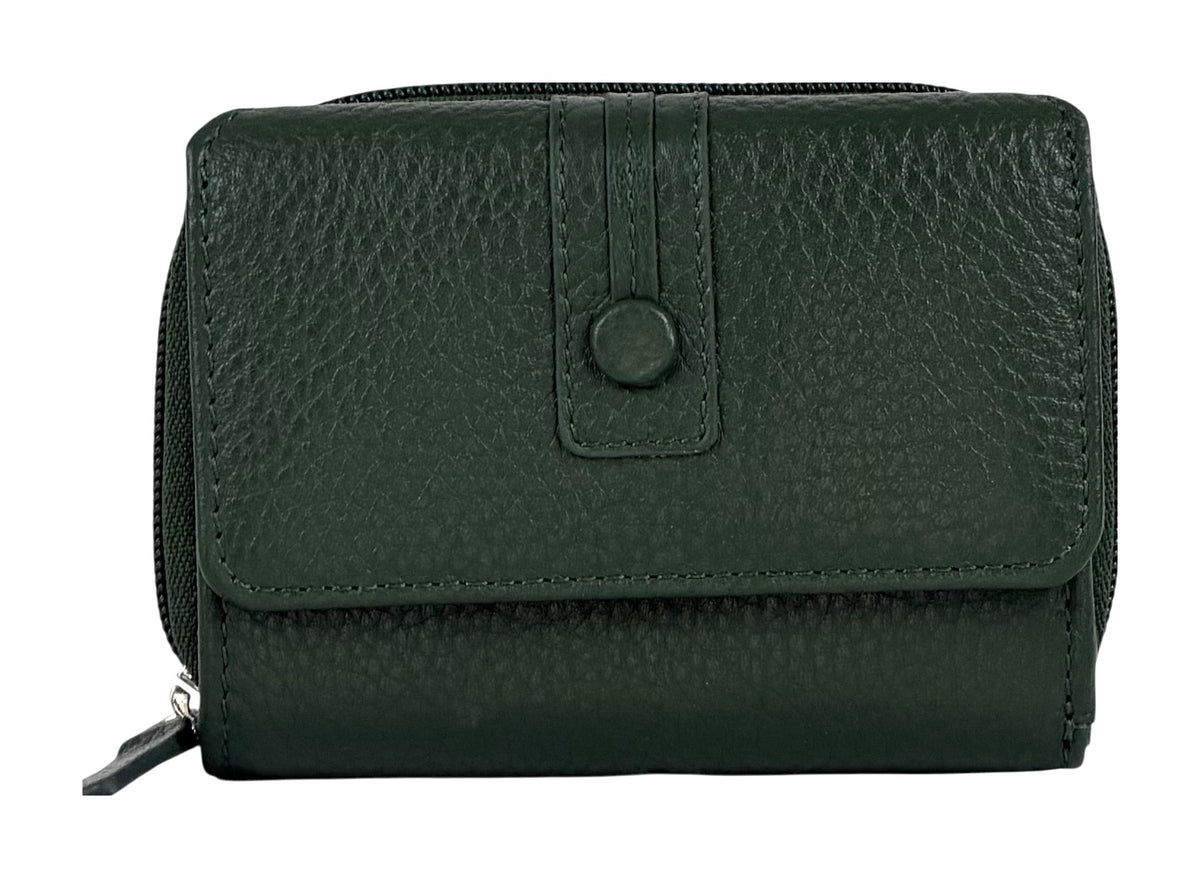HE220 Forest Green Flap Front Zip Wallet