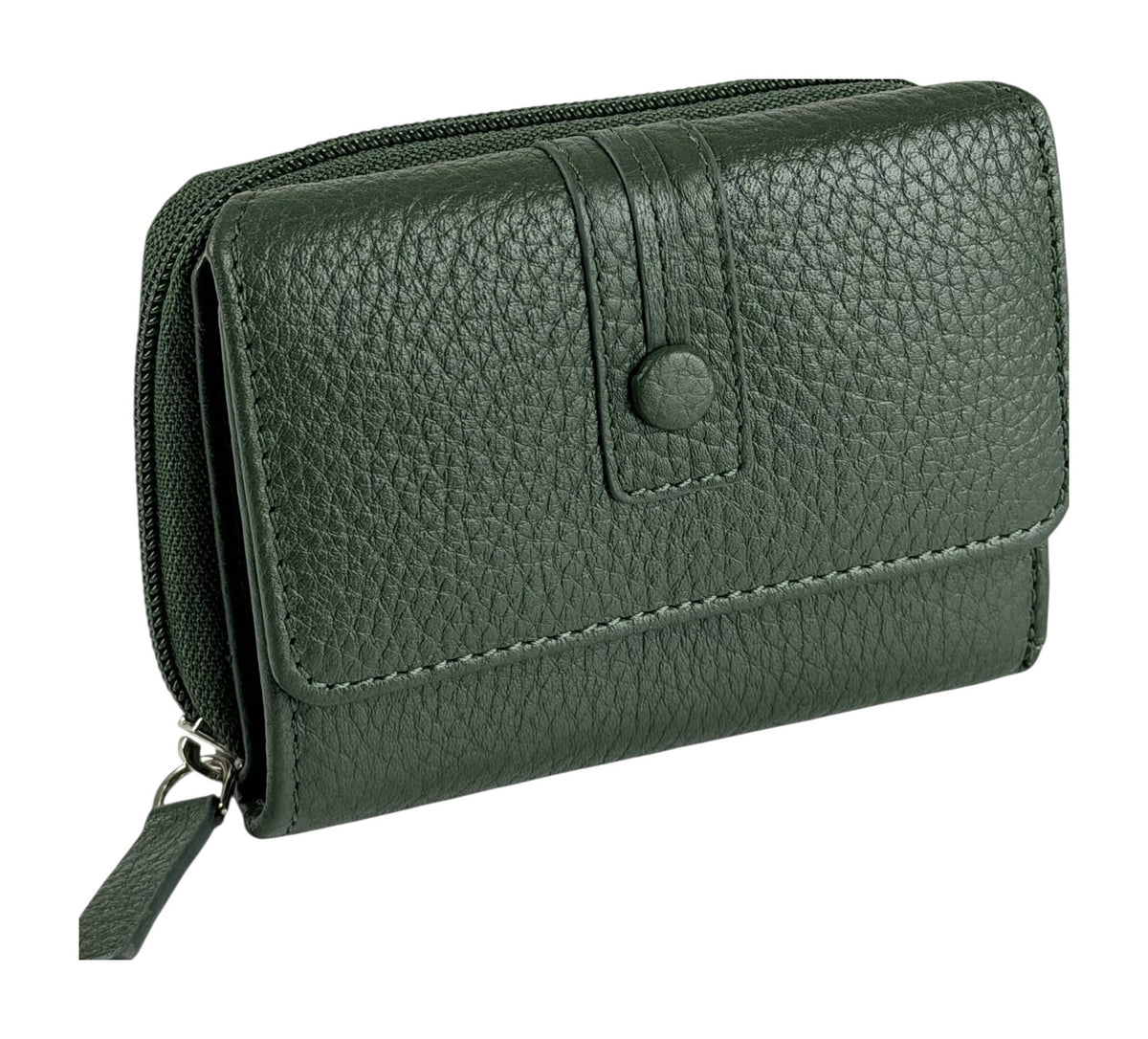 HE220 Forest Green Flap Front Zip Wallet