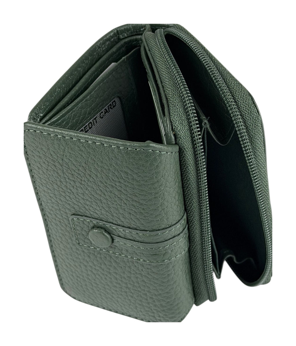 HE220 Forest Green Flap Front Zip Wallet