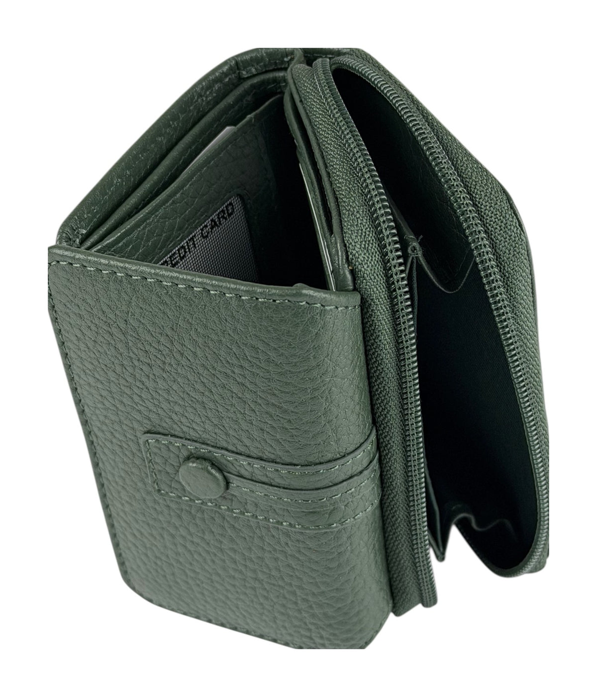 HE220 Forest Green Flap Front Zip Wallet