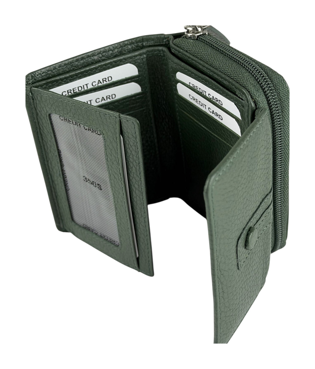 HE220 Forest Green Flap Front Zip Wallet