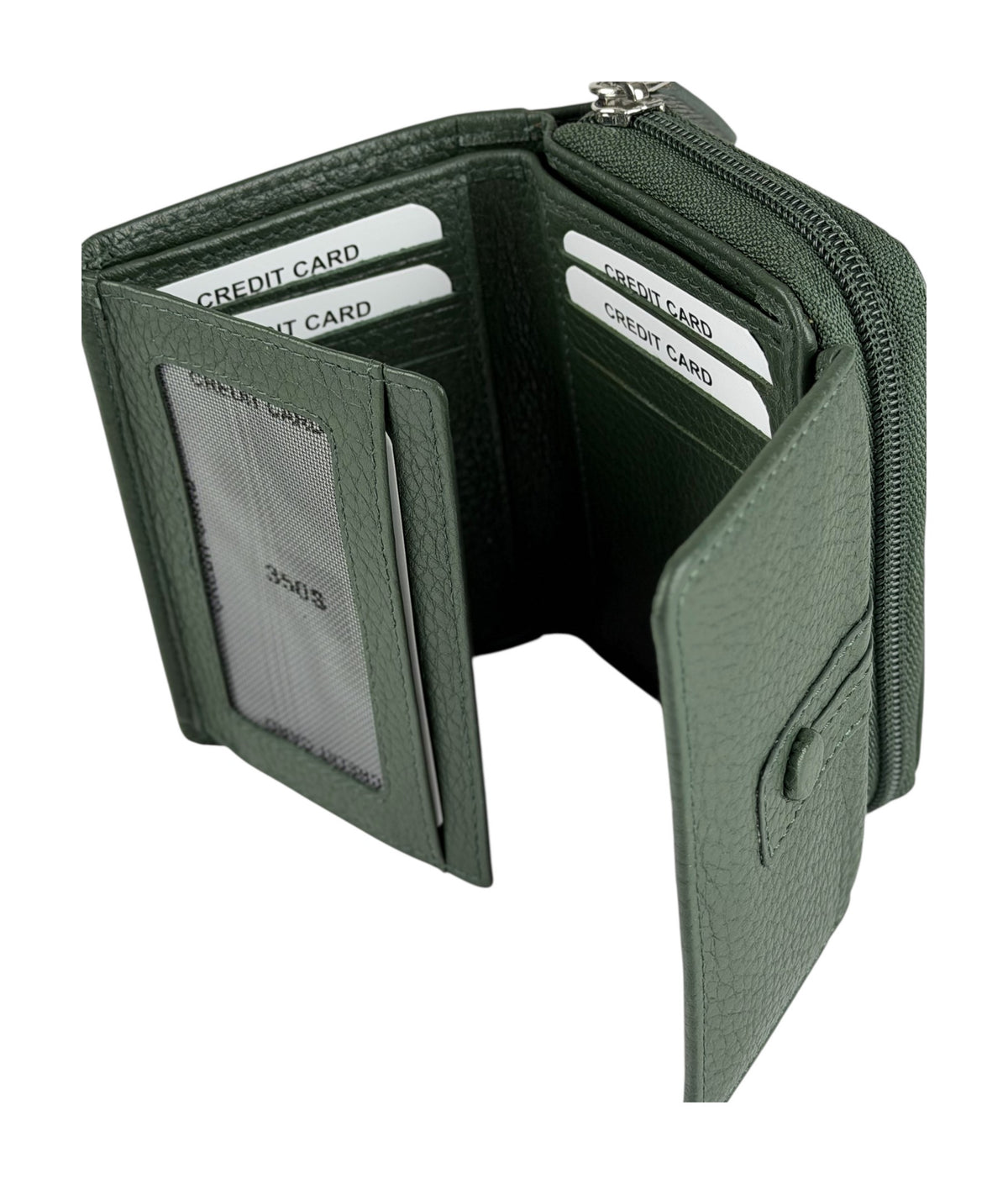 HE220 Forest Green Flap Front Zip Wallet