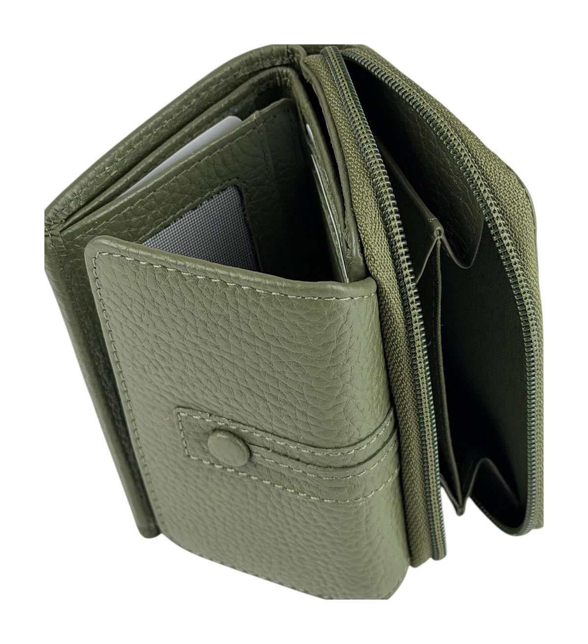 HE221 Olive Green Flap Front Zip Wallet