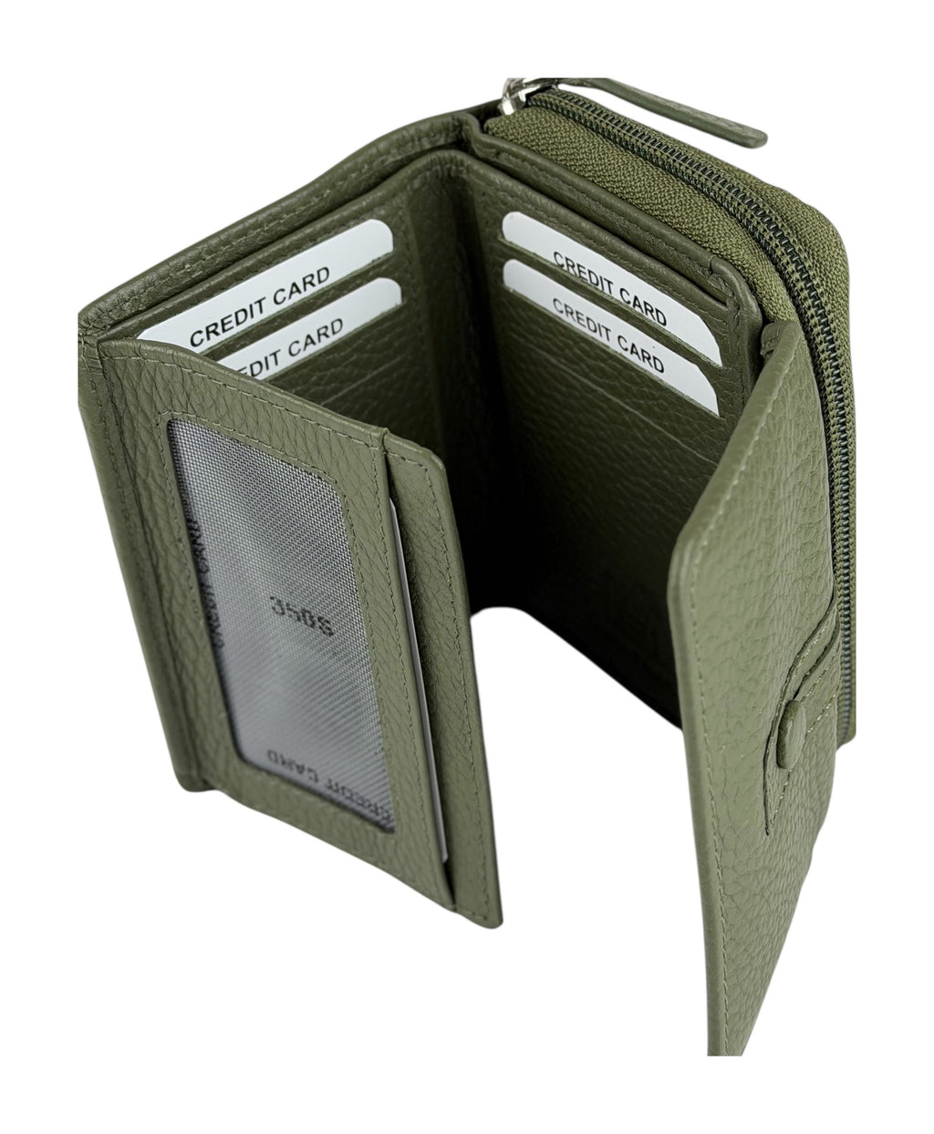 HE221 Olive Green Flap Front Zip Wallet