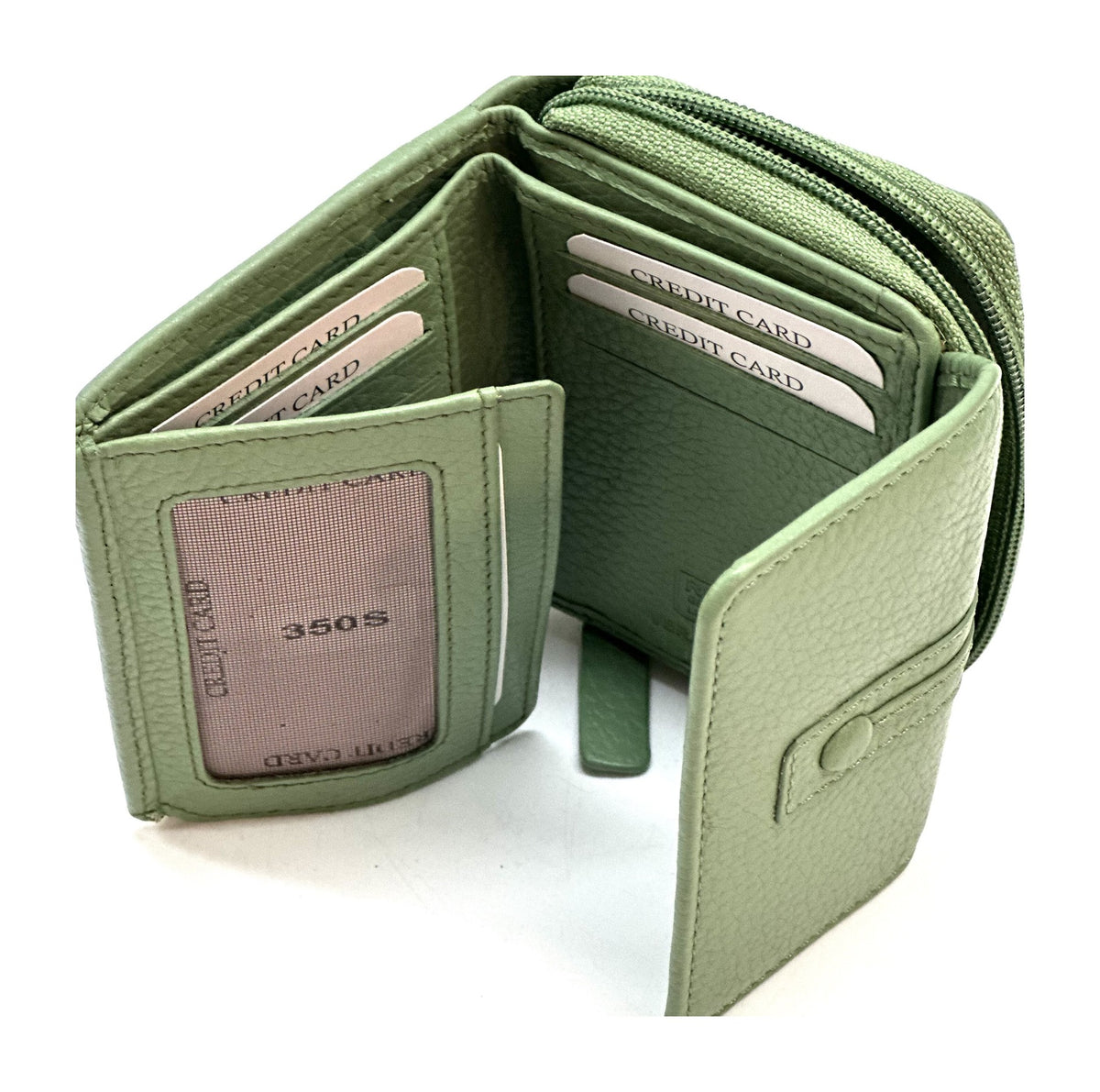 HE222 Sage Green Flap Front Zip Wallet