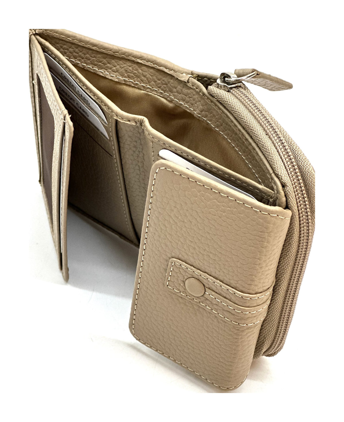 HE223 Taupe Flap Front Zip Wallet