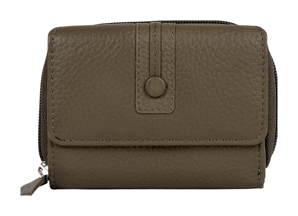 HE224 Dark Taupe Flap Front Zip Wallet