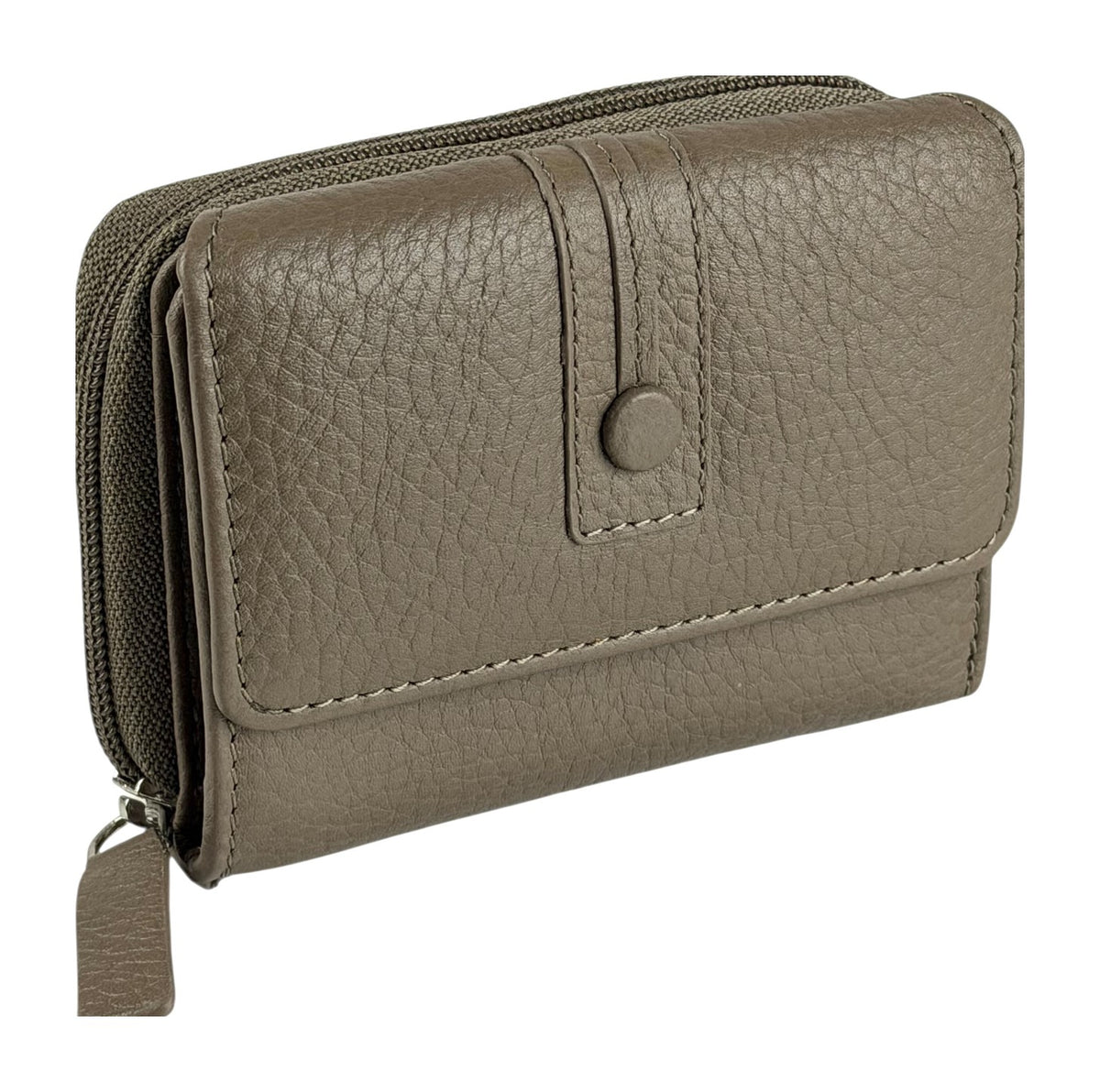 HE224 Dark Taupe Flap Front Zip Wallet