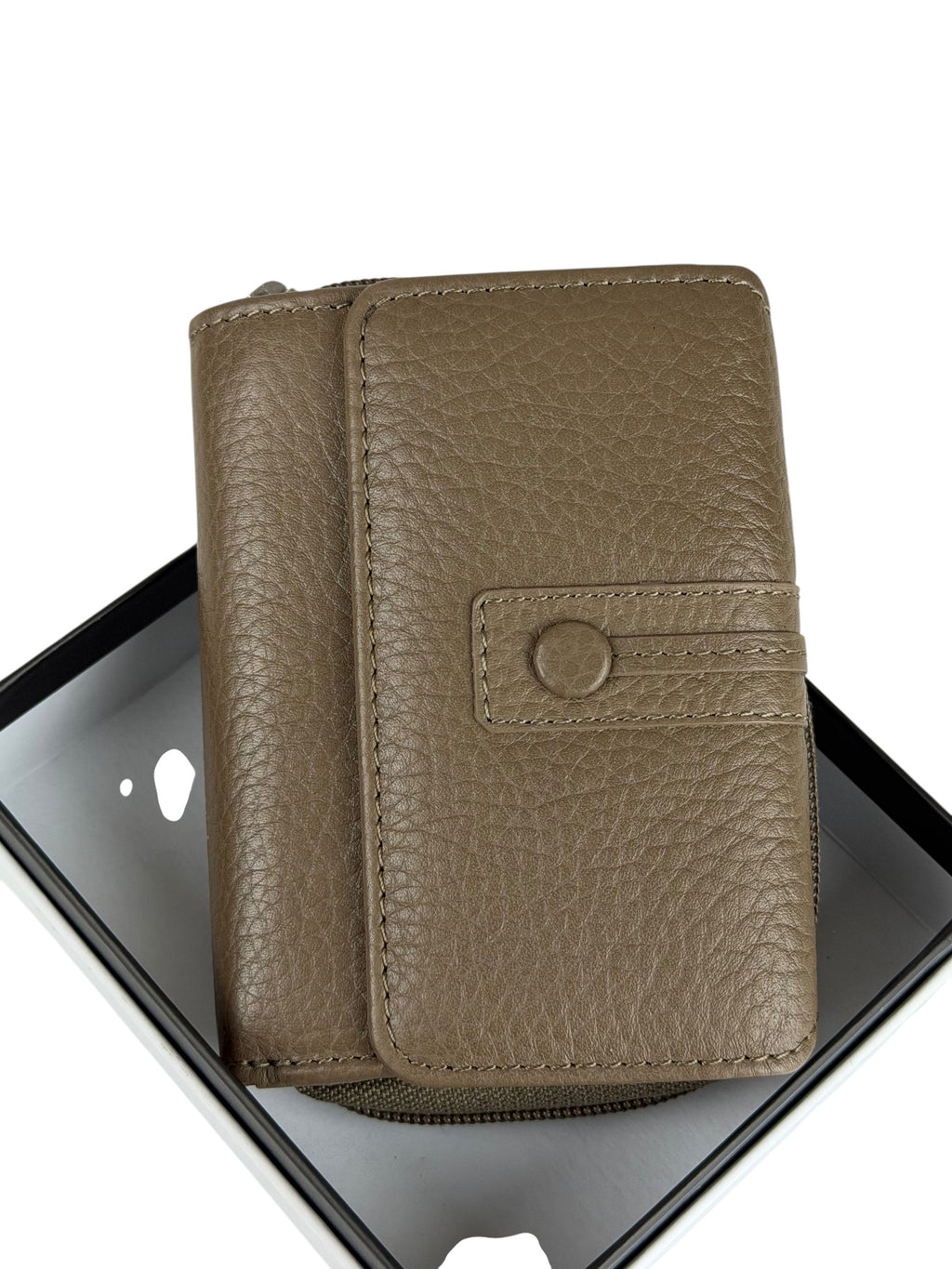 HE224 Dark Taupe Flap Front Zip Wallet