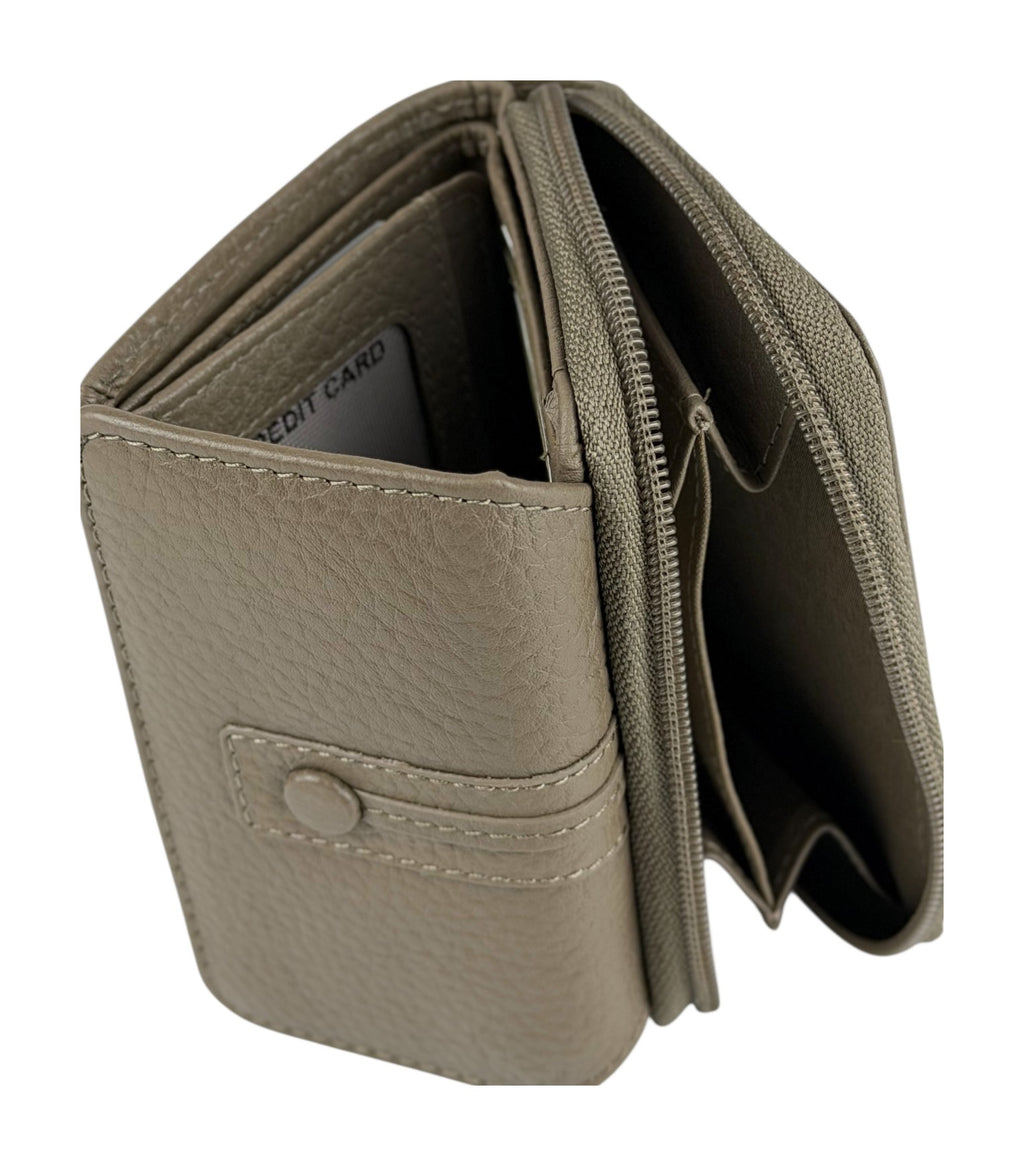 HE224 Dark Taupe Flap Front Zip Wallet