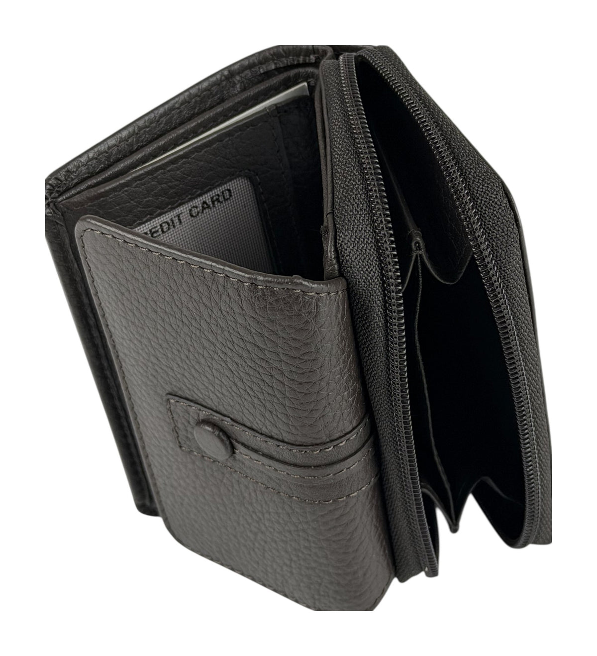 HE226 Dark Brown Flap Front Zip Wallet