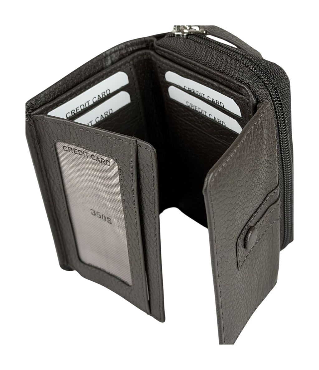HE226 Dark Brown Flap Front Zip Wallet