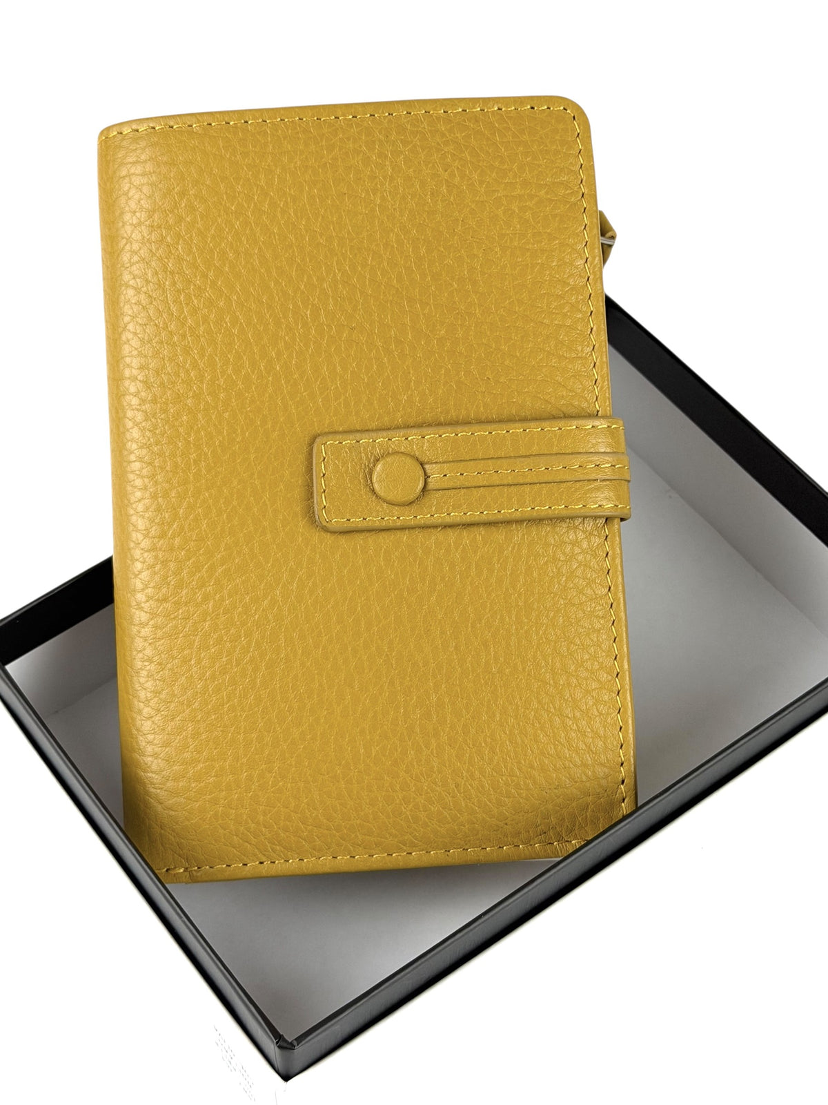 HE228 Mustard Leather Snap Strap Wallet