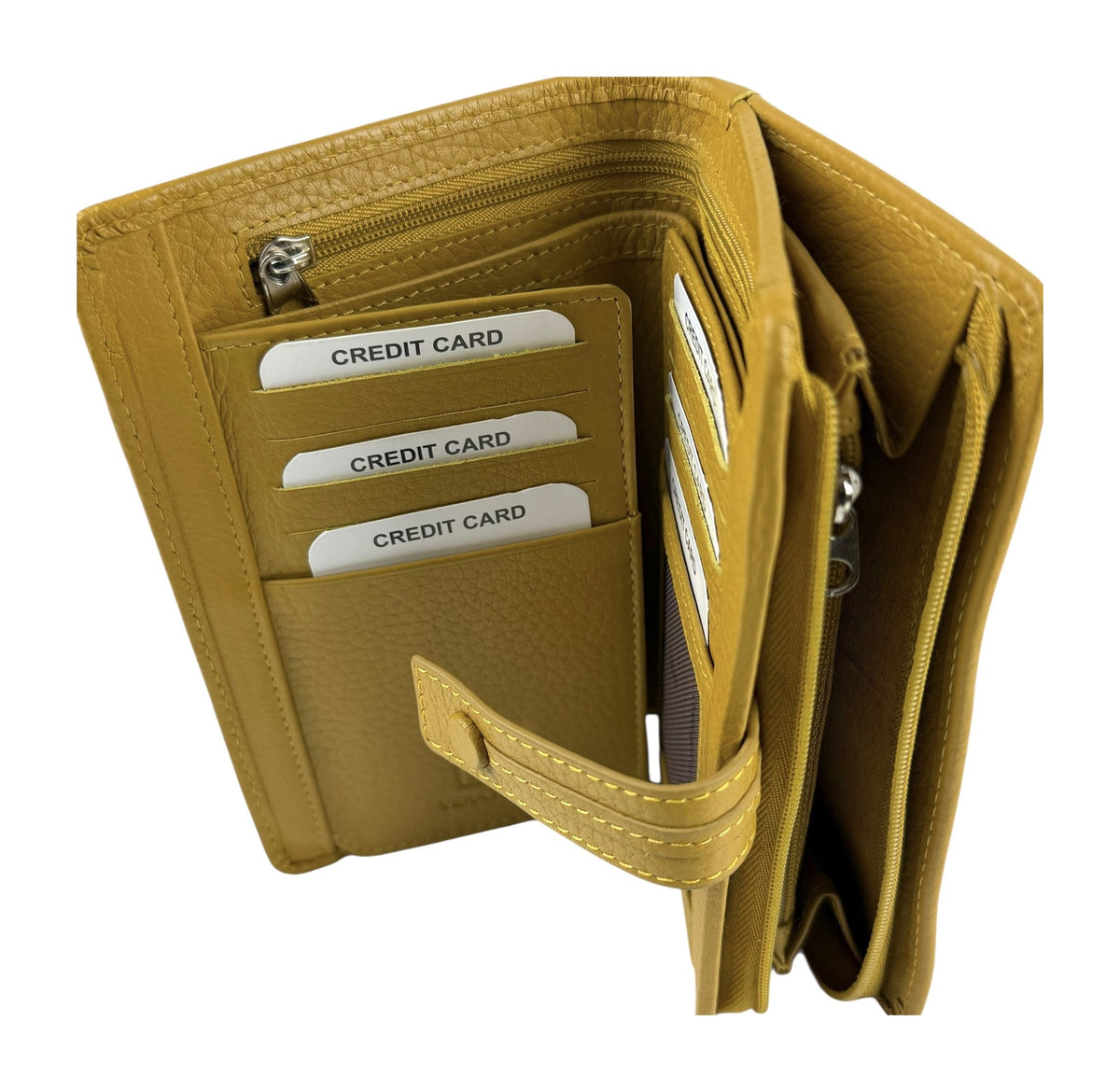 HE228 Mustard Leather Snap Strap Wallet