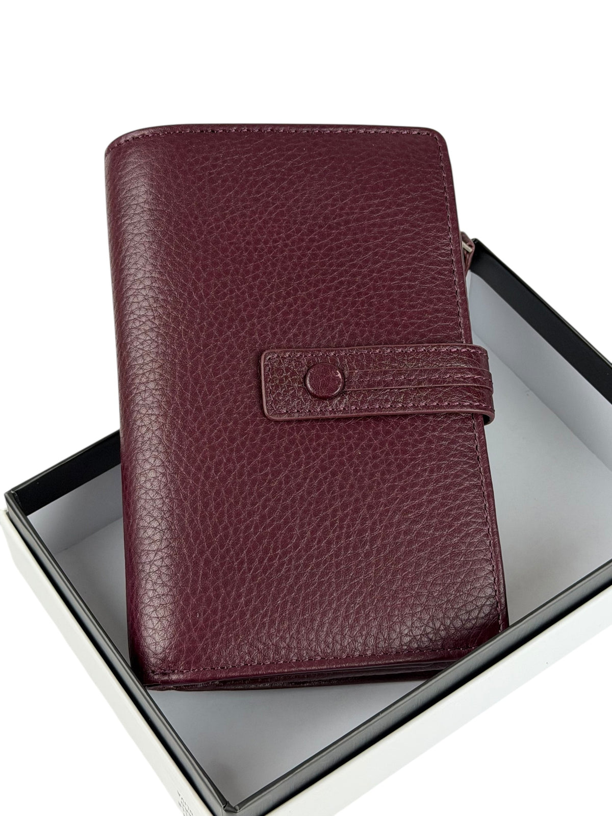 HE233 Burgundy Leather Snap Strap Wallet