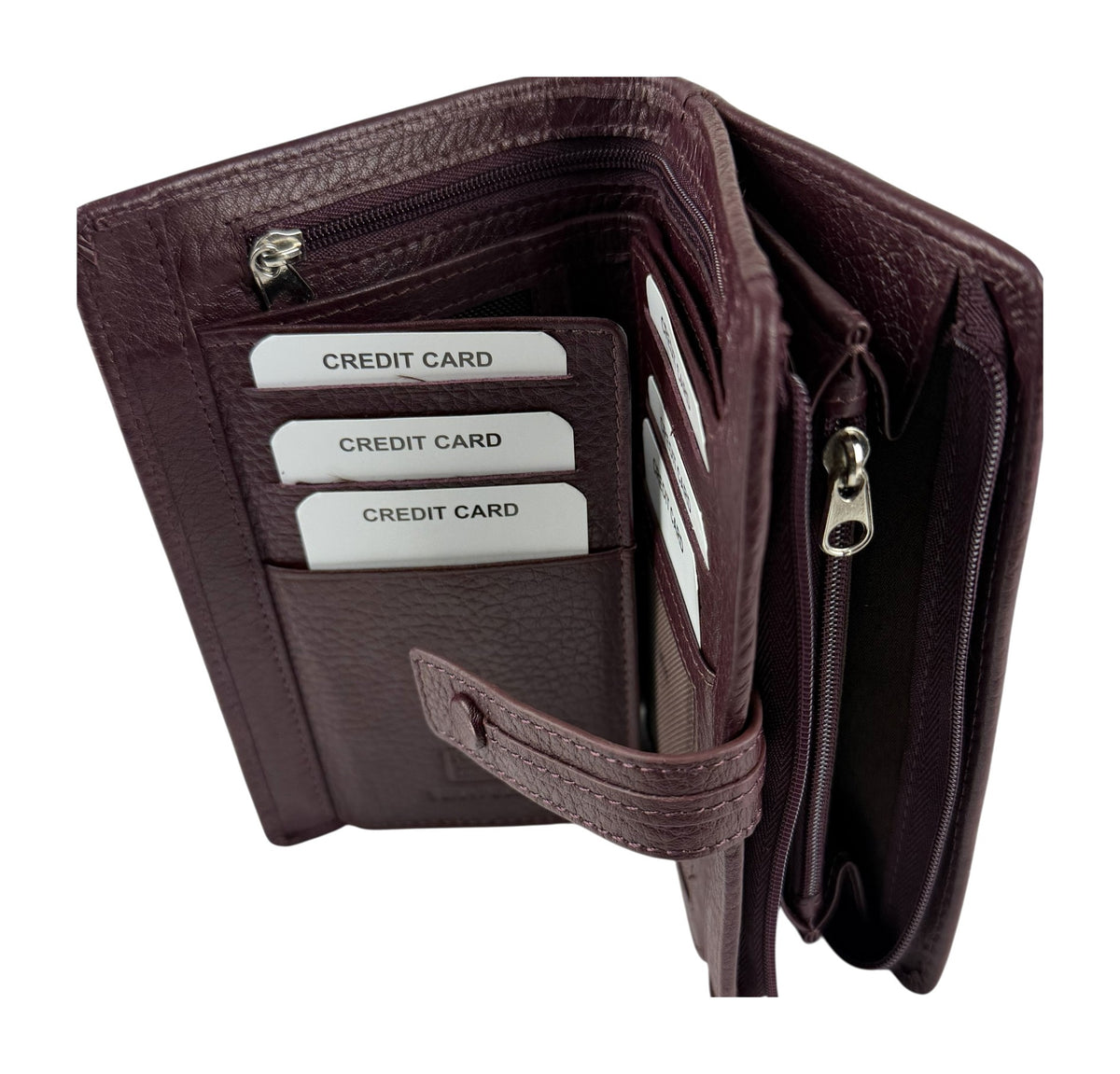 HE233 Burgundy Leather Snap Strap Wallet