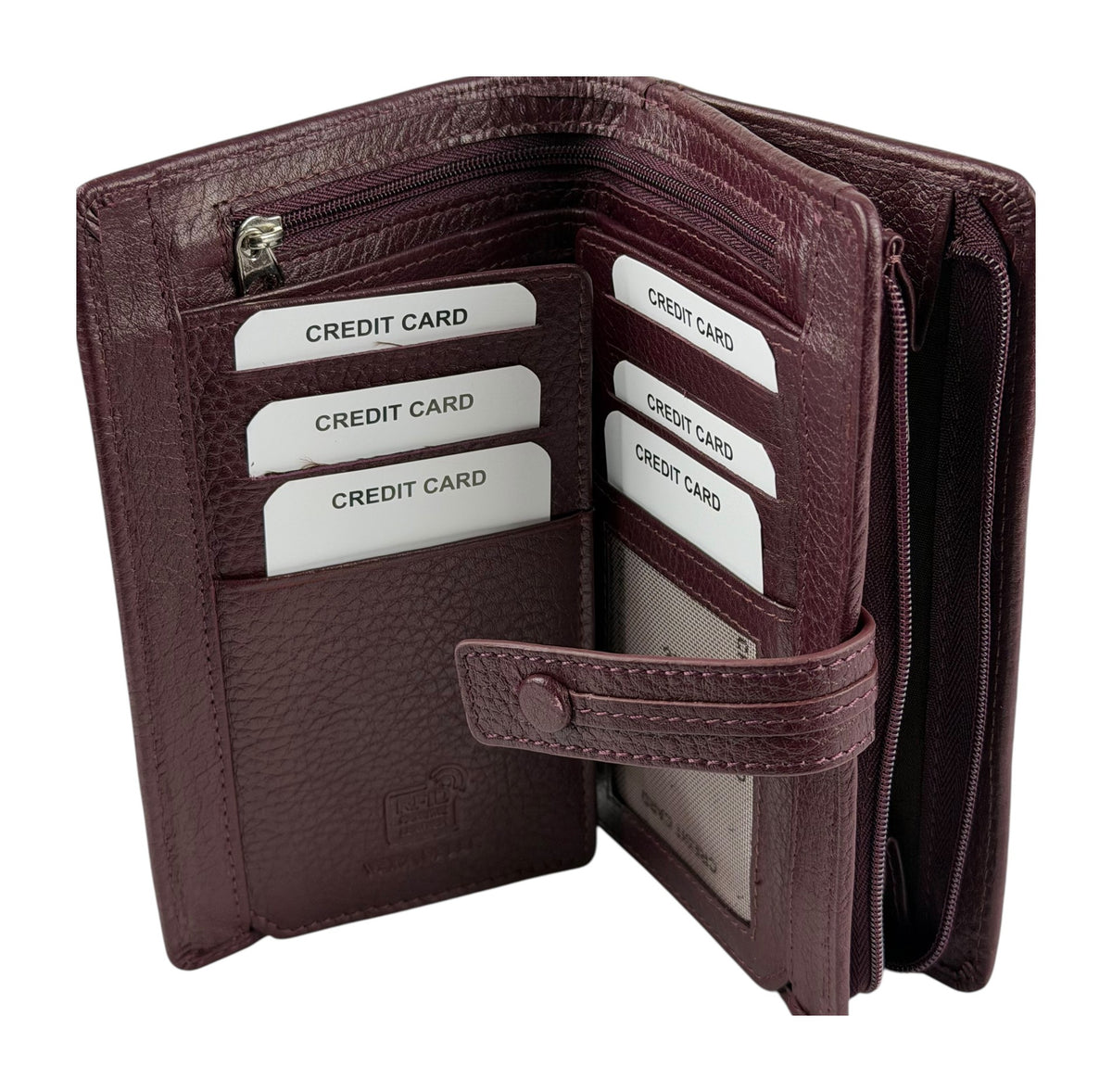 HE233 Burgundy Leather Snap Strap Wallet