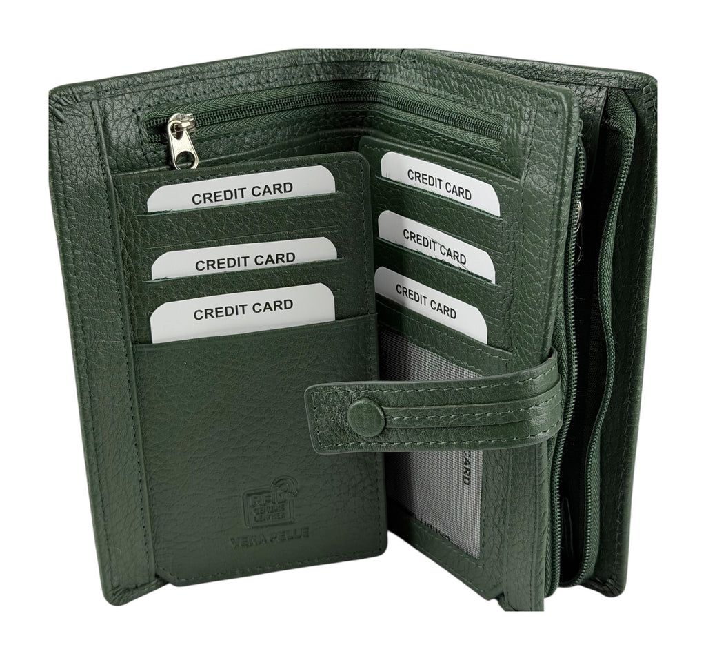 HE238 Forest Green Snap Strap Wallet