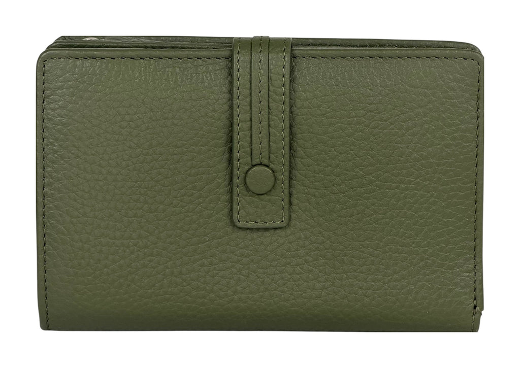 HE239 Olive Green Snap Strap Wallet