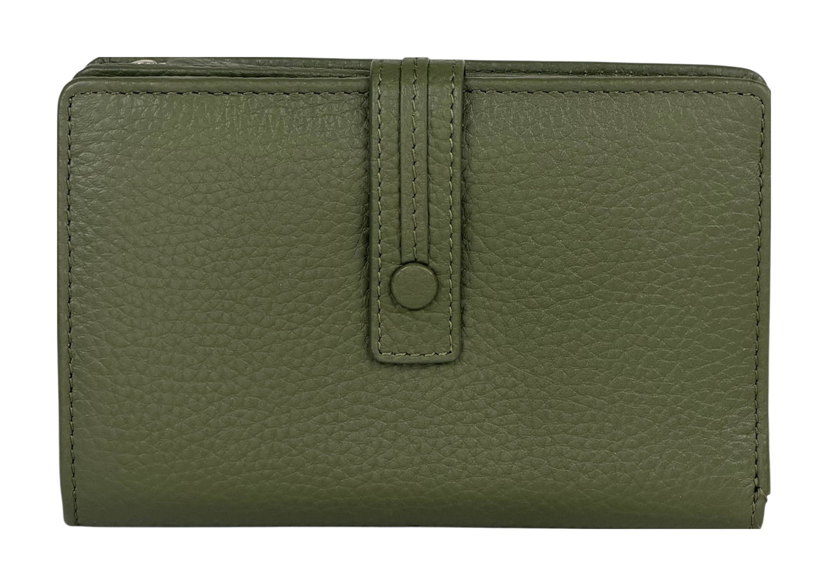 HE239 Olive Green Snap Strap Wallet