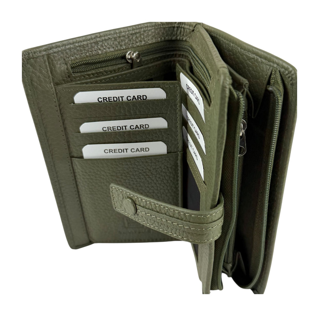 HE239 Olive Green Snap Strap Wallet
