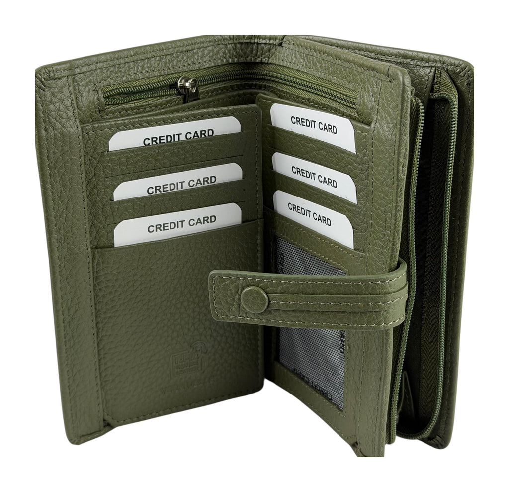 HE239 Olive Green Snap Strap Wallet