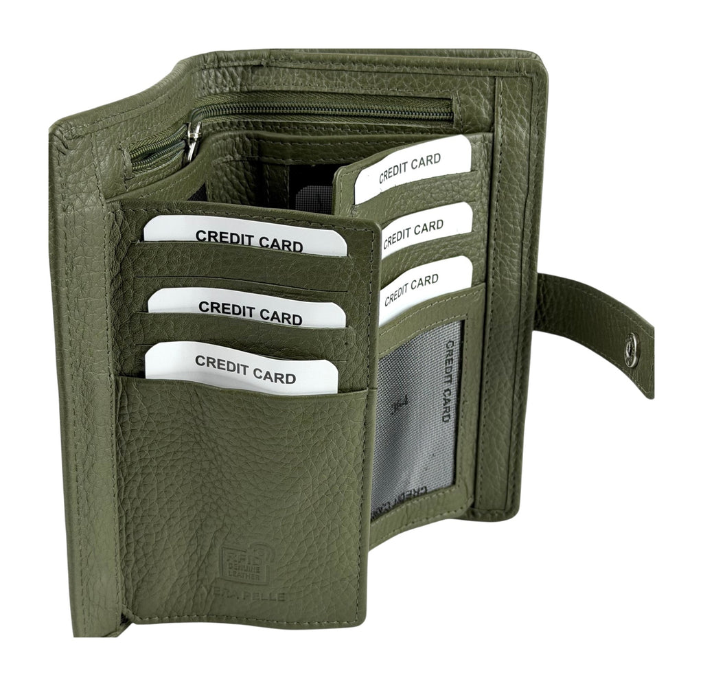 HE239 Olive Green Snap Strap Wallet