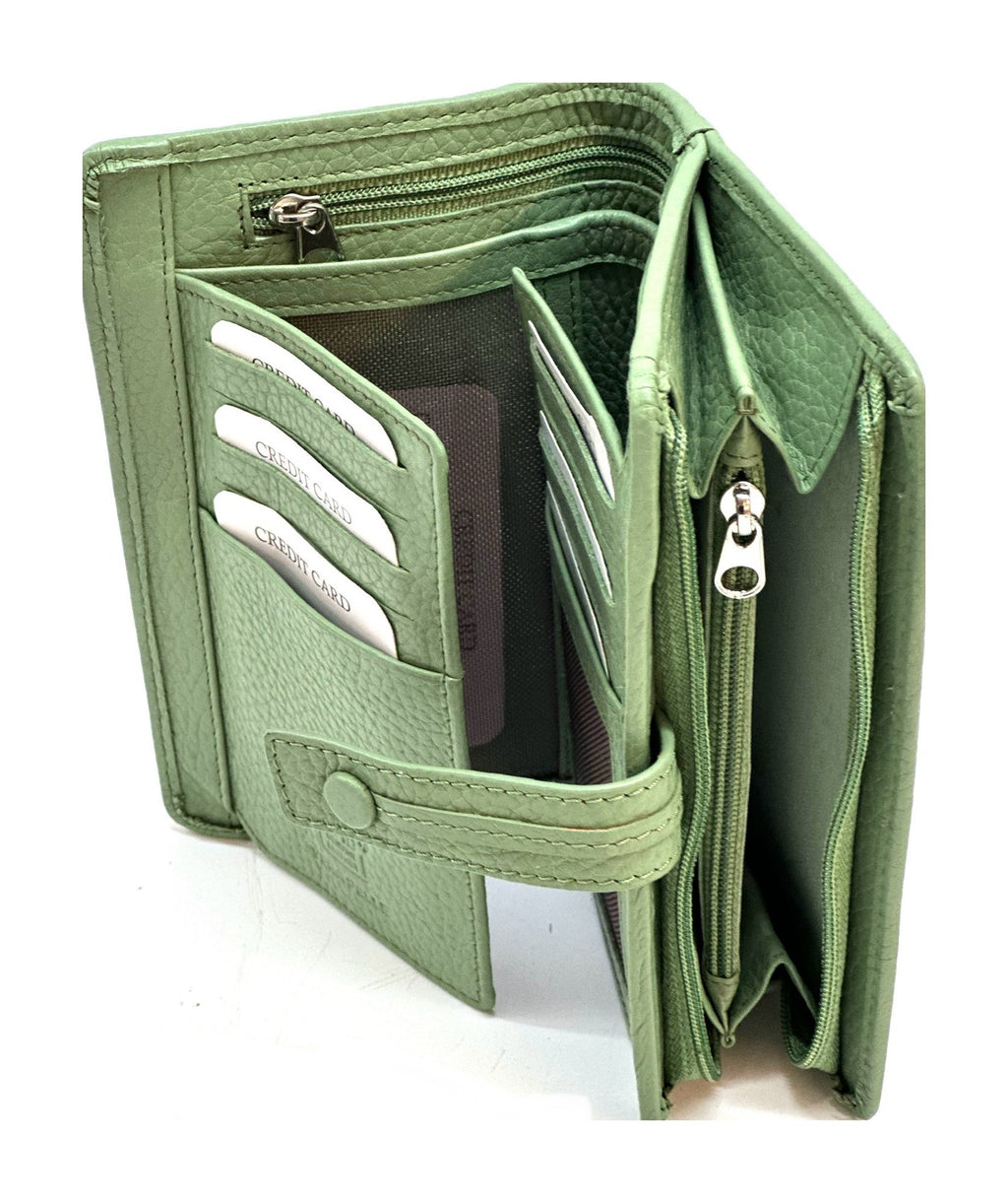 HE240 Sage Green Snap Strap Wallet