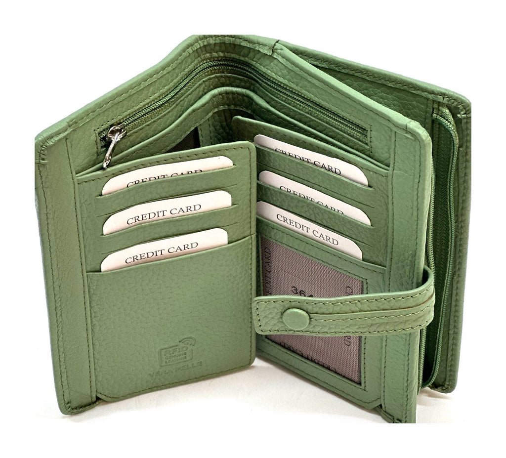 HE240 Sage Green Snap Strap Wallet