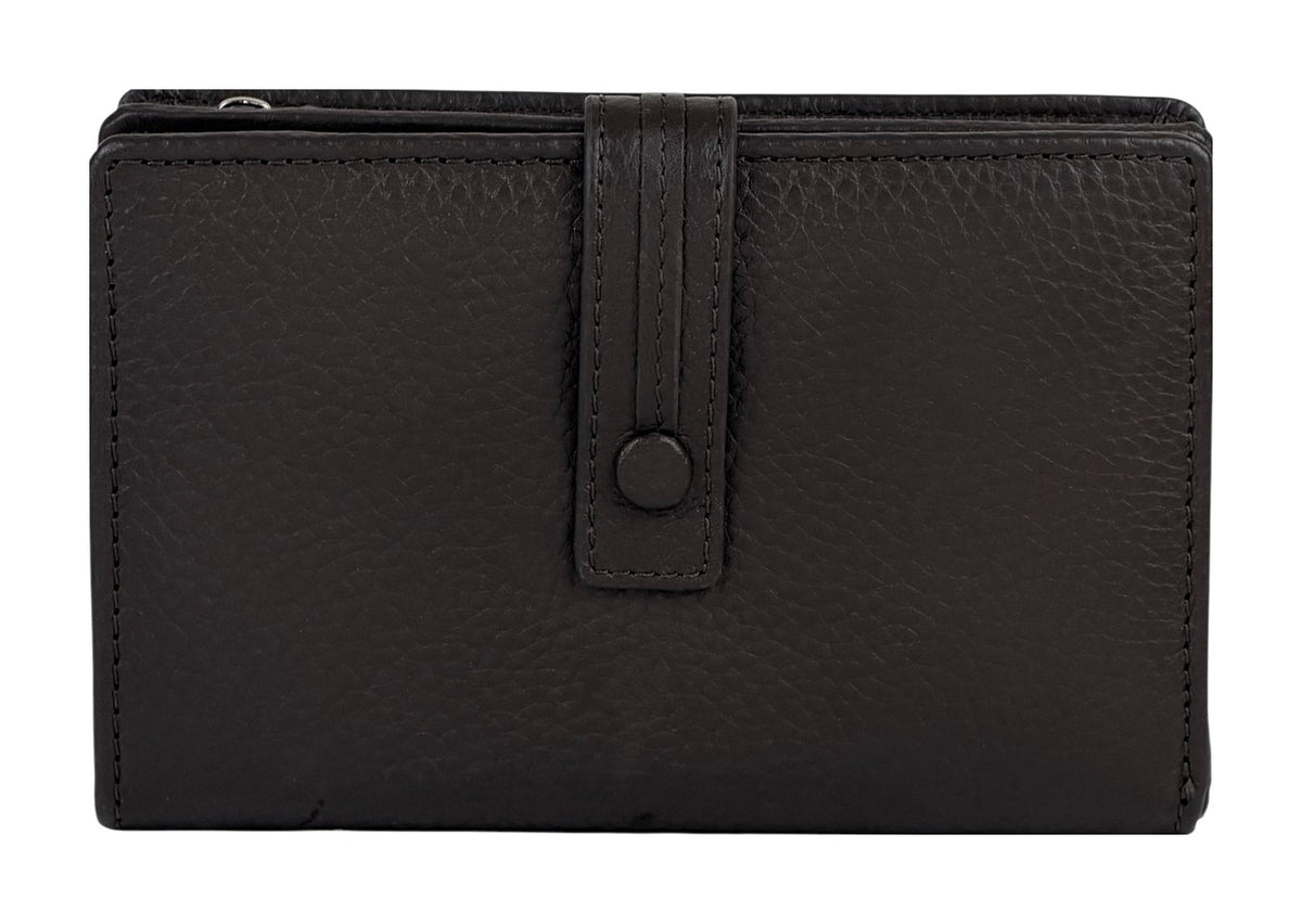 HE244 Dark Brown Snap Strap Wallet