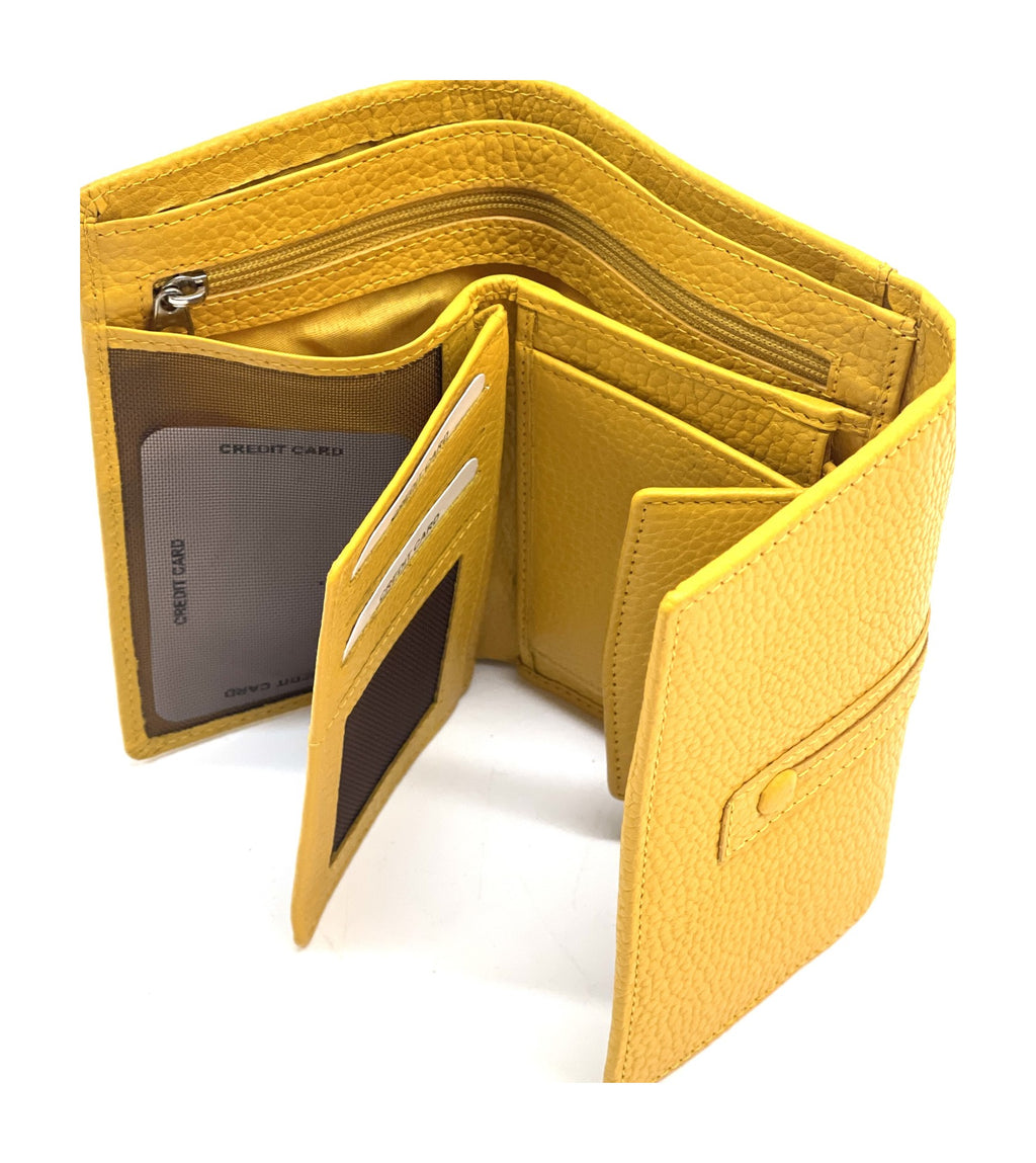 HE246 Yellow Trifold Flap Wallet