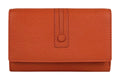 HE249 Papaya Orange Leather Trifold Flap Wallet