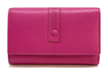 HE251 Fuchsia Leather Trifold Flap Wallet