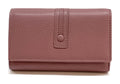 HE252 Dusty Rose Leather Trifold Flap Wallet