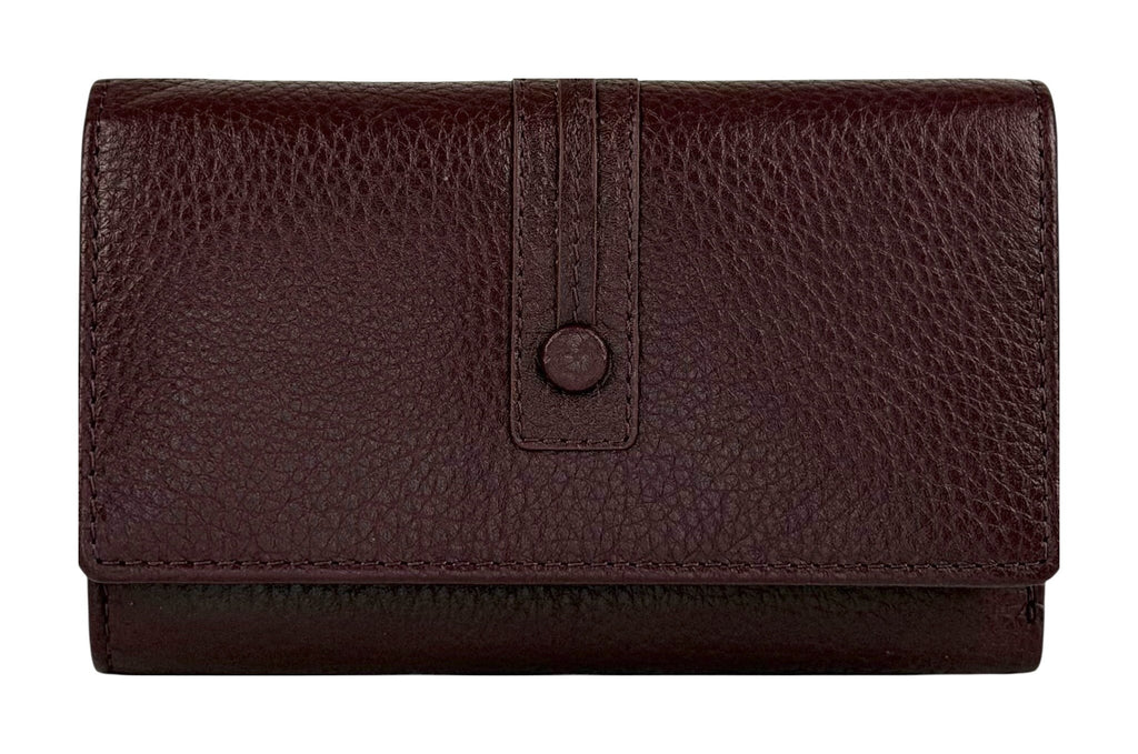 HE254 Burgundy Trifold Flap Wallet