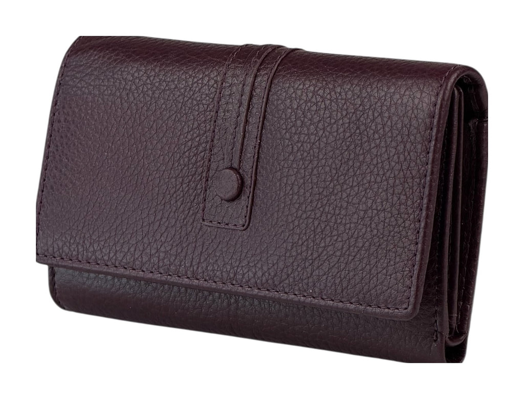 HE254 Burgundy Trifold Flap Wallet