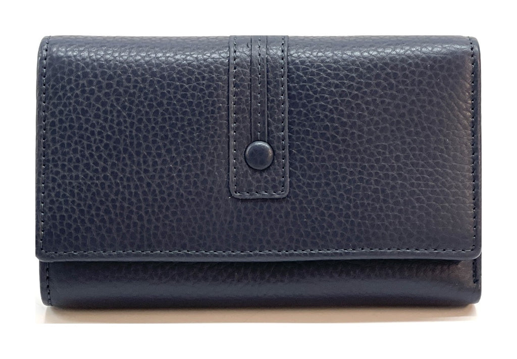 HE255 Navy Trifold Flap Wallet