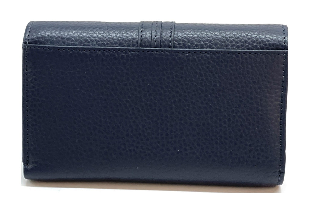 HE255 Navy Trifold Flap Wallet