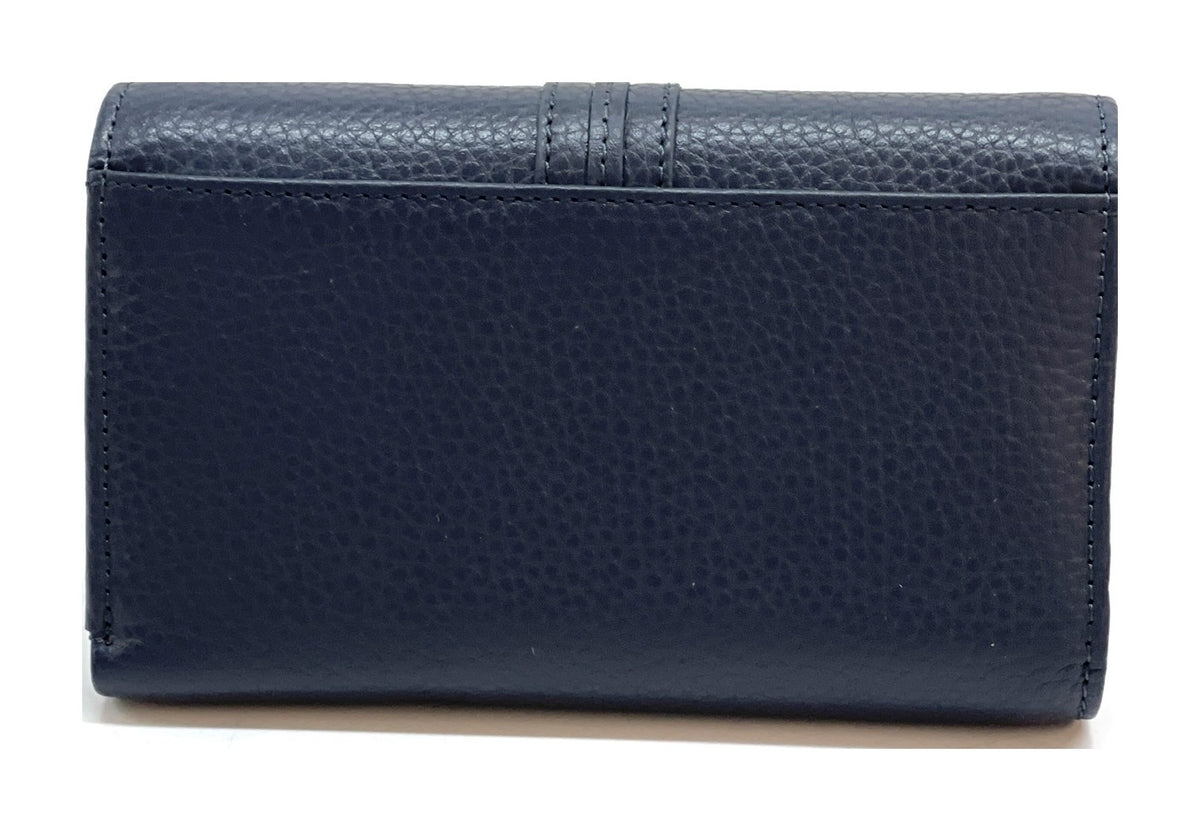 HE255 Navy Trifold Flap Wallet