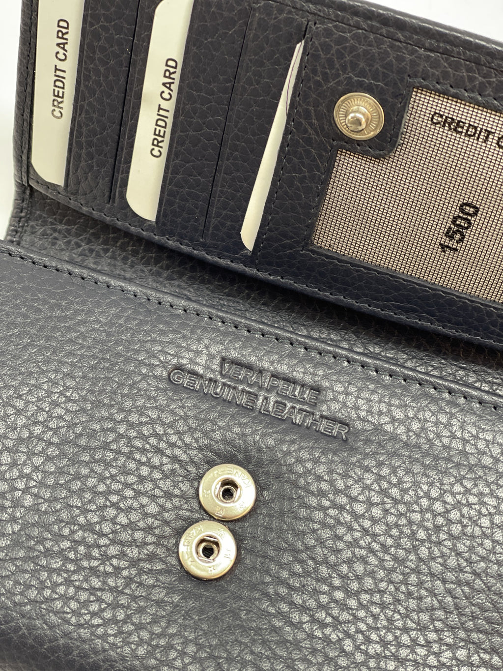 HE255 Navy Trifold Flap Wallet