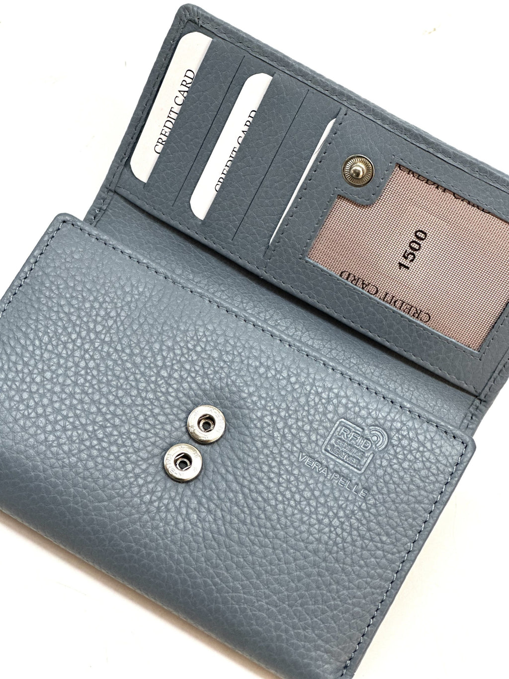 HE256 Slate Blue Trifold Flap Wallet