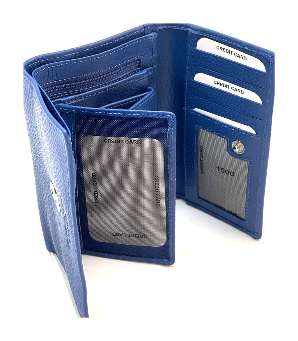 HE257 Royal Blue Trifold Flap Wallet