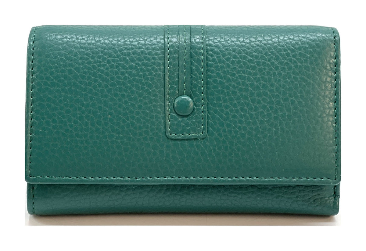 HE258 Peacock Green Trifold Flap Wallet