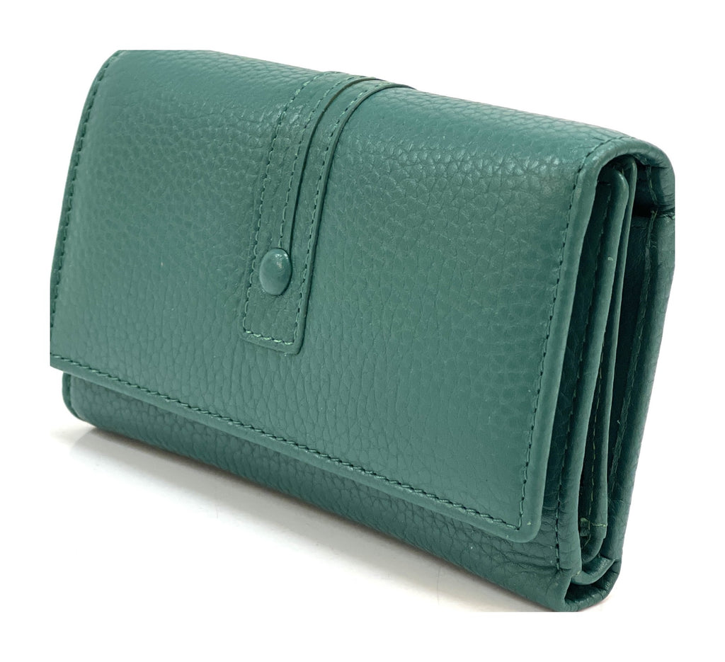HE258 Peacock Green Trifold Flap Wallet